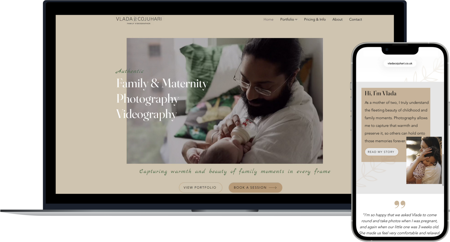 Creative business / photography: personal brand website